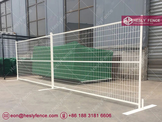 中国 6'X9' 仮設フェンスシステム | 粉体塗装白 | 1インチフレーム | 50X150mmワイヤーメッシュ | HeslyFence, 中国 サプライヤー