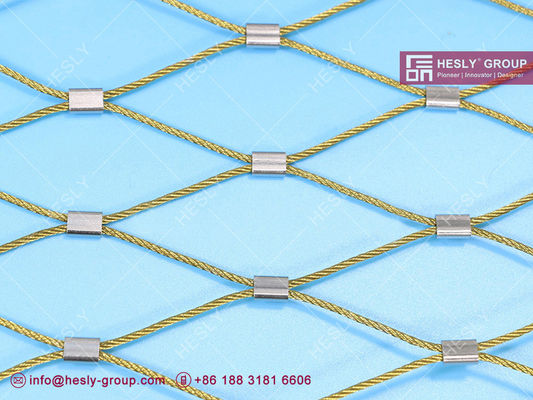 SS316 / SS304 1.5mm ステンレス鋼フェルールロープメッシュ 80X139mm メッシュ開口部 サプライヤー