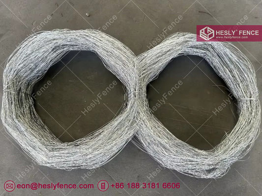 10X10m MZP有刺鉄線、線径0.5/0.5/0.8/0.8mm、HeslyFence中国タンブルワイヤー工場直販 サプライヤー