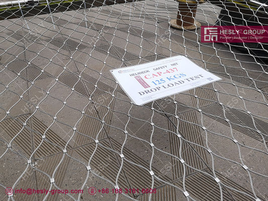 CAP437, 125kg 降荷テスト ヘリパッド周辺安全網 幅1.5m SS316 3.0mm ワイヤロープ網 HeslyFence 中国 サプライヤー