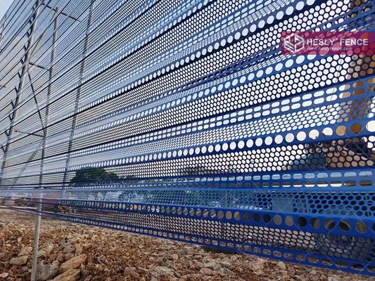 6m高の風止めパネル 炭貯蔵区用の穴を開けた金属,長さ6m,RAL5005青色 サプライヤー
