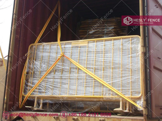 ロードブロッカー | 高さ1.1m | イエロー粉体塗装 | フラットスチール製脚 | China Hesly Fence サプライヤー